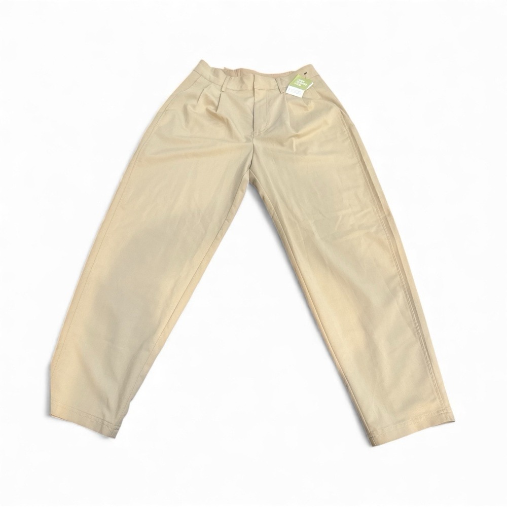 Free People Pleated Tapered Trouser Pants Beige Size M